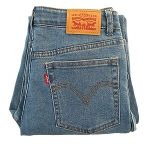 Levi's Ribcage Ankle Straight Kids Teens Denim Jeans Size 16‎ Light Wash EUC